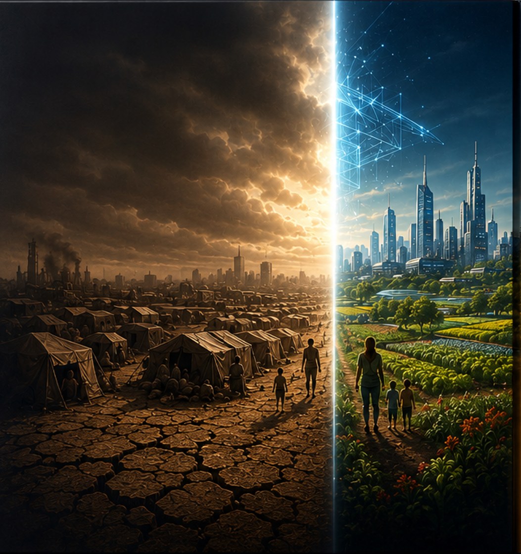 NanoFeast story visualization contrasting scarcity with resilient food abundance